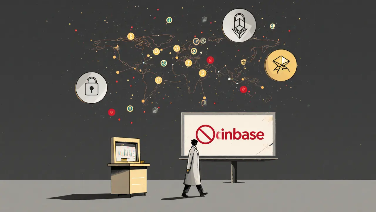 A quiet trading terminal surrounded by symbols of security and transparency, away from flashy exchanges.