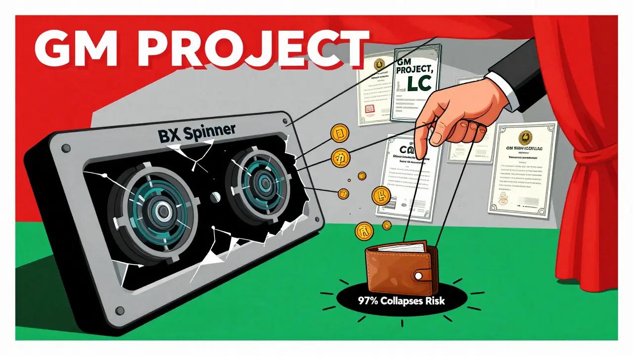 A broken AI dashboard with spinning token wheels, pulled by hidden hands in a cautionary poster.