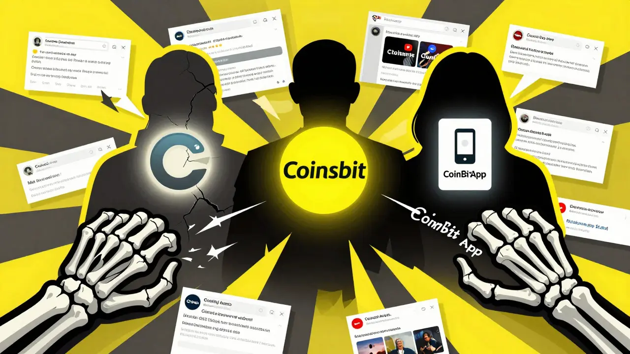 Three confused exchange logos pulled apart by giant hands labeled 'Confusion' and 'Misdirection'.