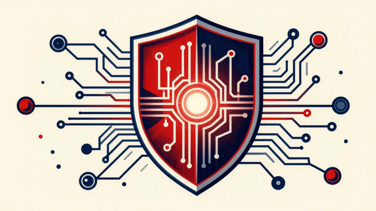 Abstract graphic of secure digital infrastructure network