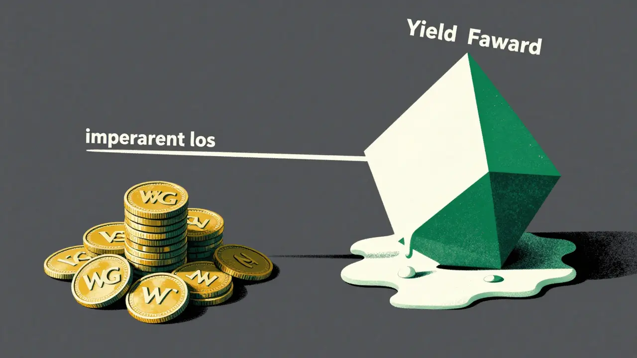 Surreal Polish Poster style image of a scale balancing WAG tokens against a melting shape.