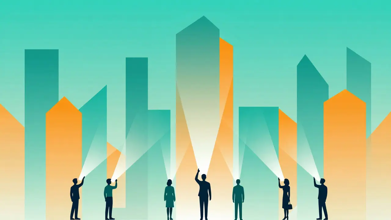 Abstract delegates and voters illustrating staking mechanism in graphic art style