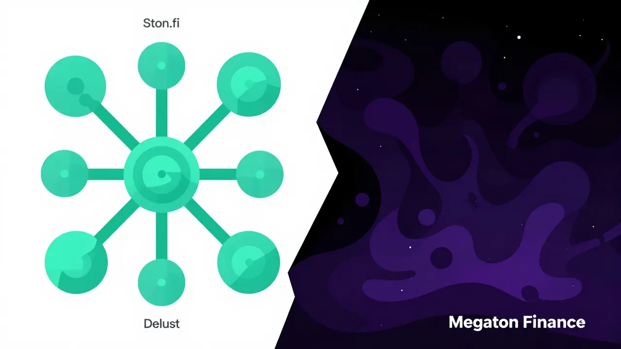 Contrasting geometric shapes showing secure vs unsafe decentralized exchanges.