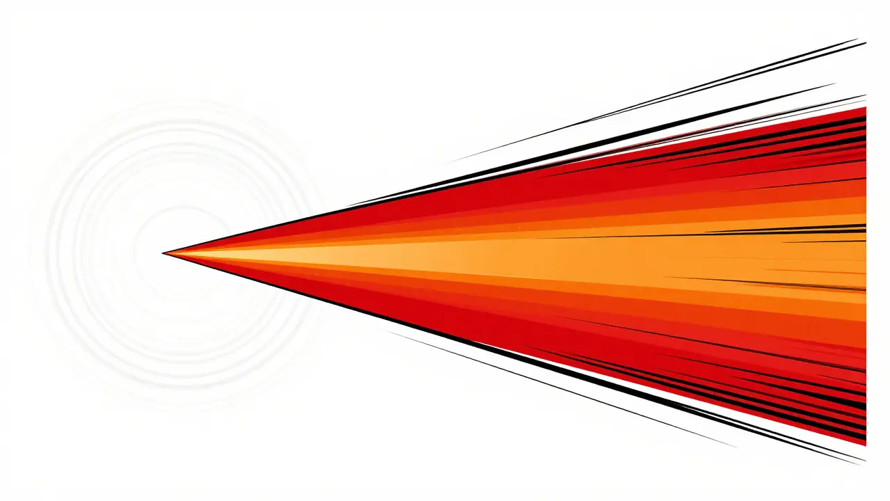 Graphic art showing intense focused energy in a narrow central band
