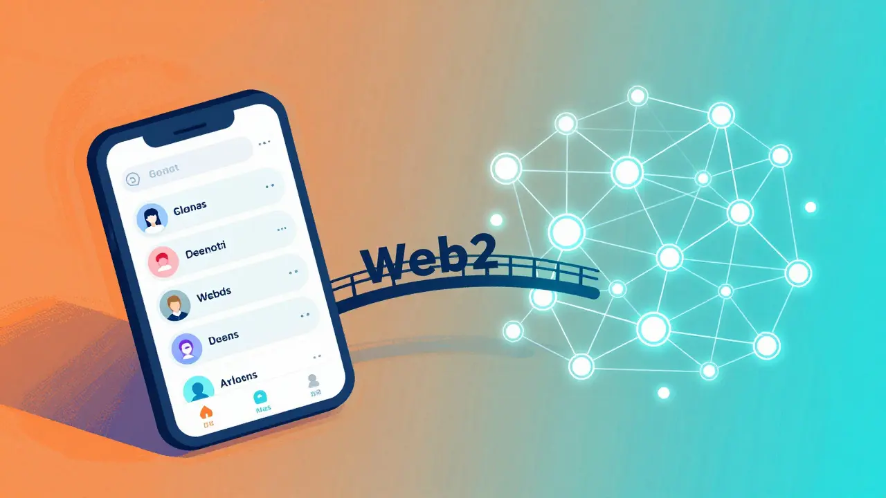 Abstract bridge connecting social media to blockchain network