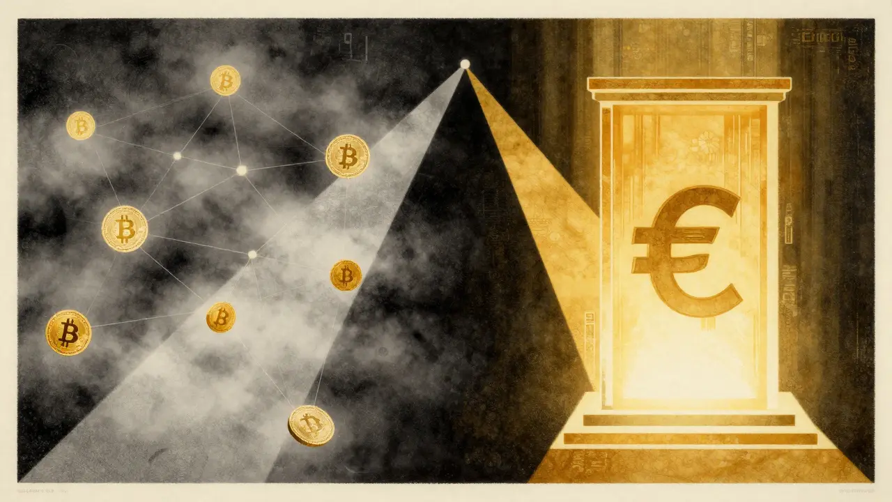 Contrast between volatile crypto tokens and stable Digital Rupee