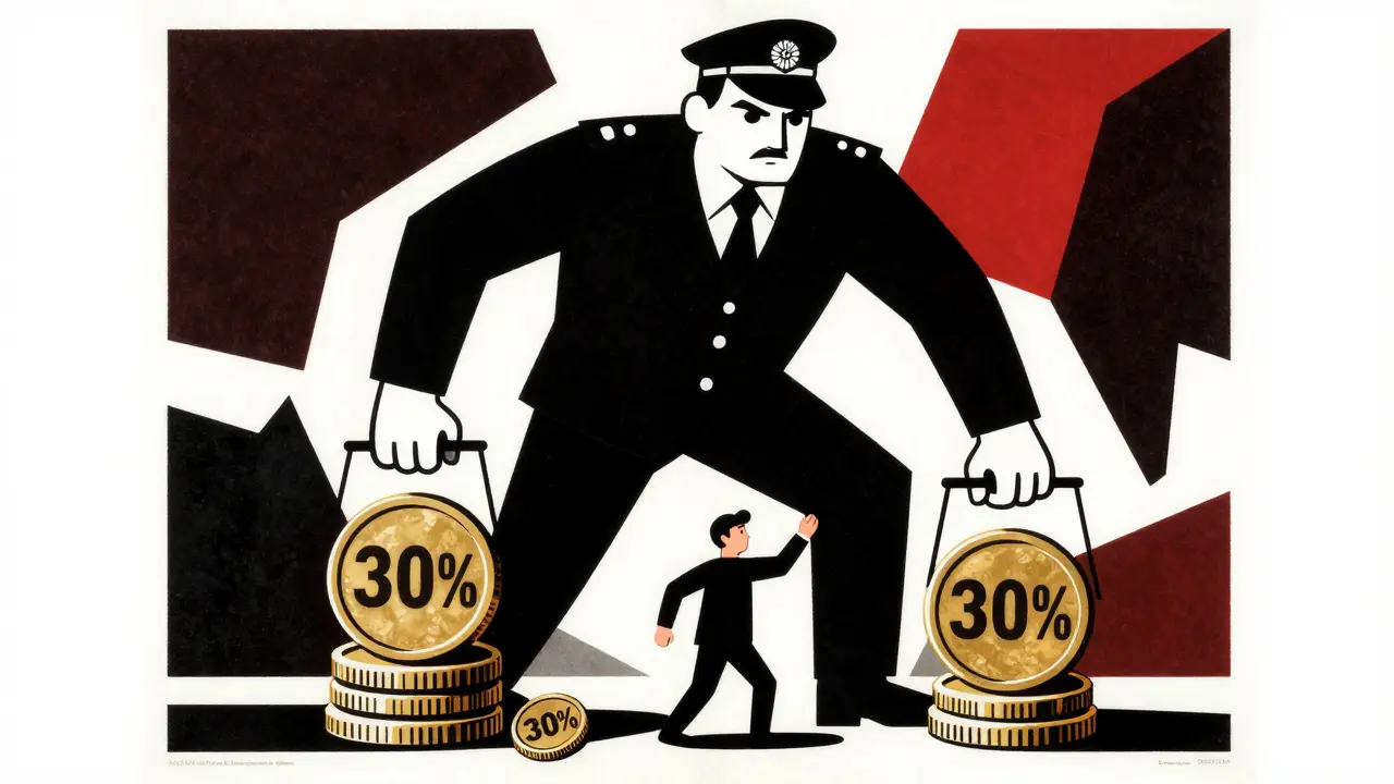 Symbolic art of heavy taxes weighing down a crypto investor