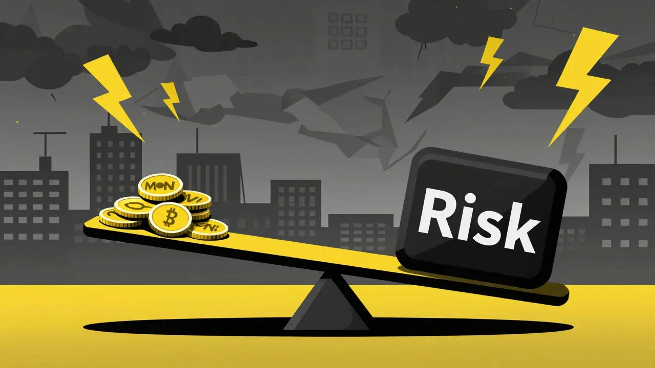 Tipping scale showing crypto investment risks