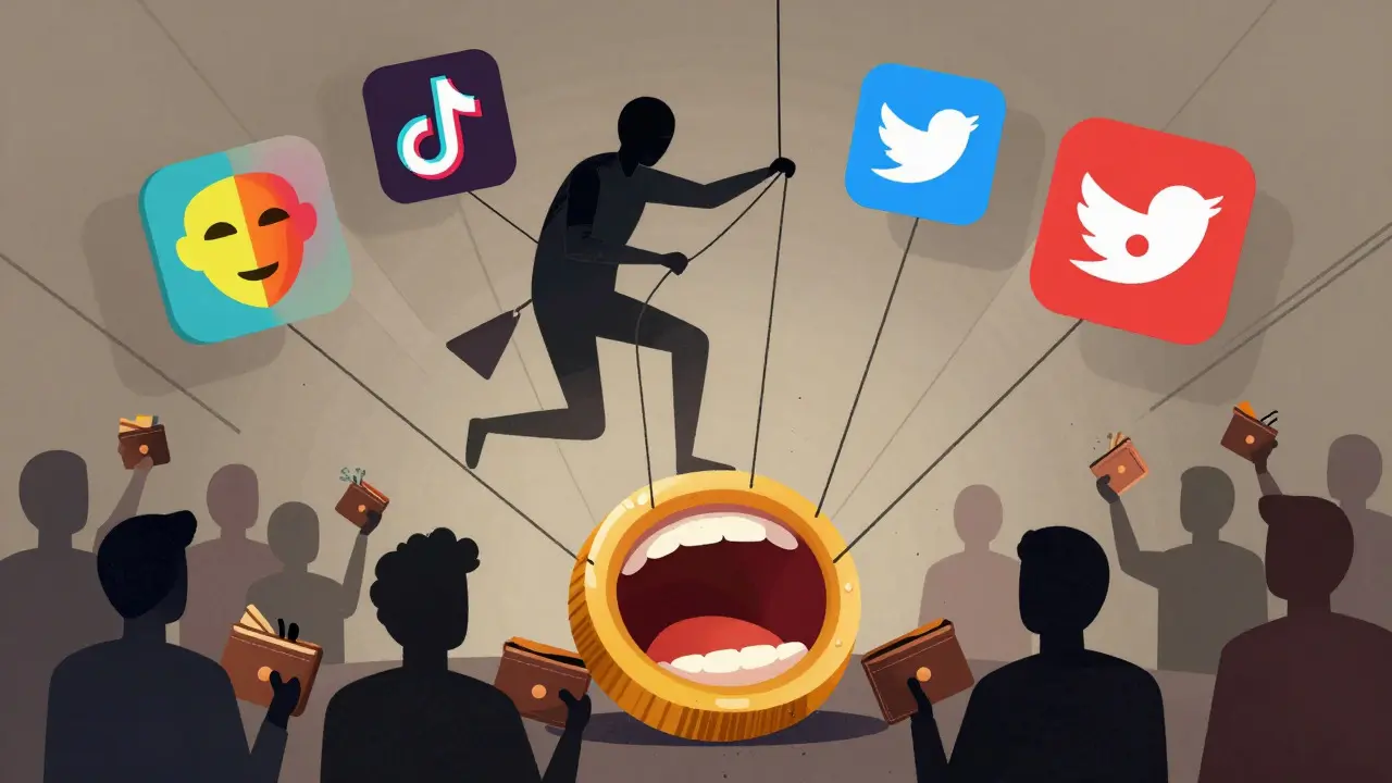 Puppeteer controlling social media icons and emptying wallets