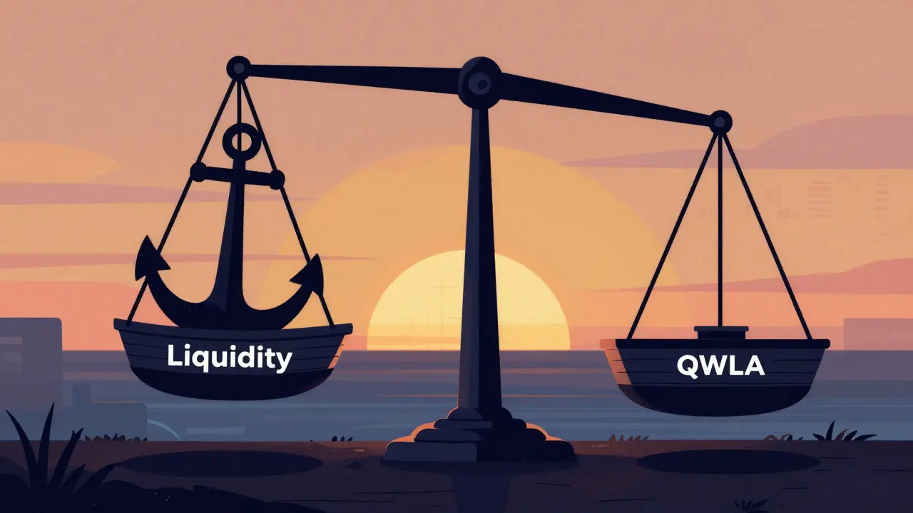 Scale showing liquidity sinking a small QWLA boat