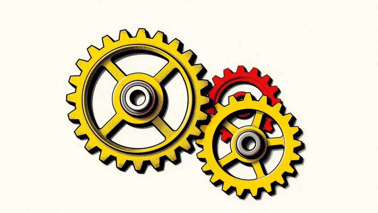 Geometric gears representing fixed supply of DUET tokens