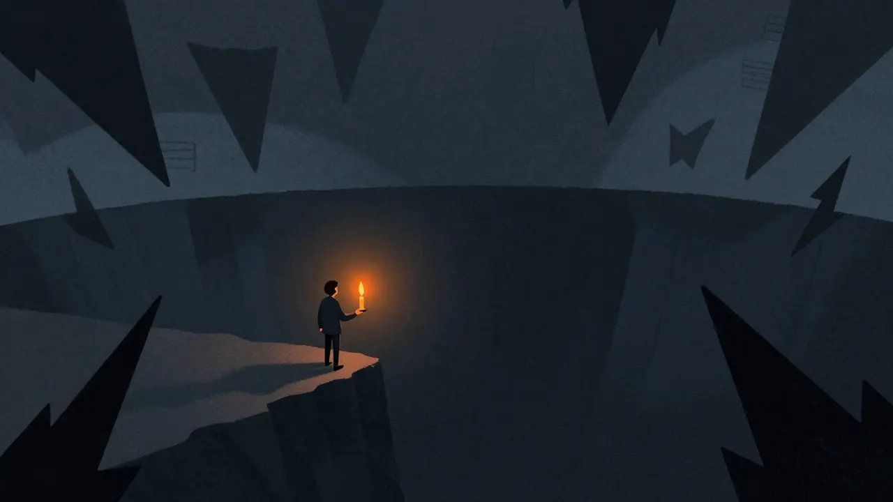 Solitary figure with candle symbolizing low token liquidity