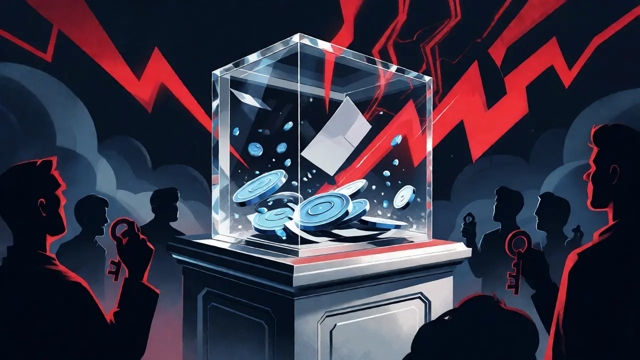 Artwork showing stablecoin governance protecting against market volatility