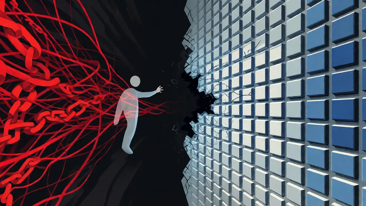 Conceptual illustration contrasting chaotic withdrawal issues with orderly regulated markets.